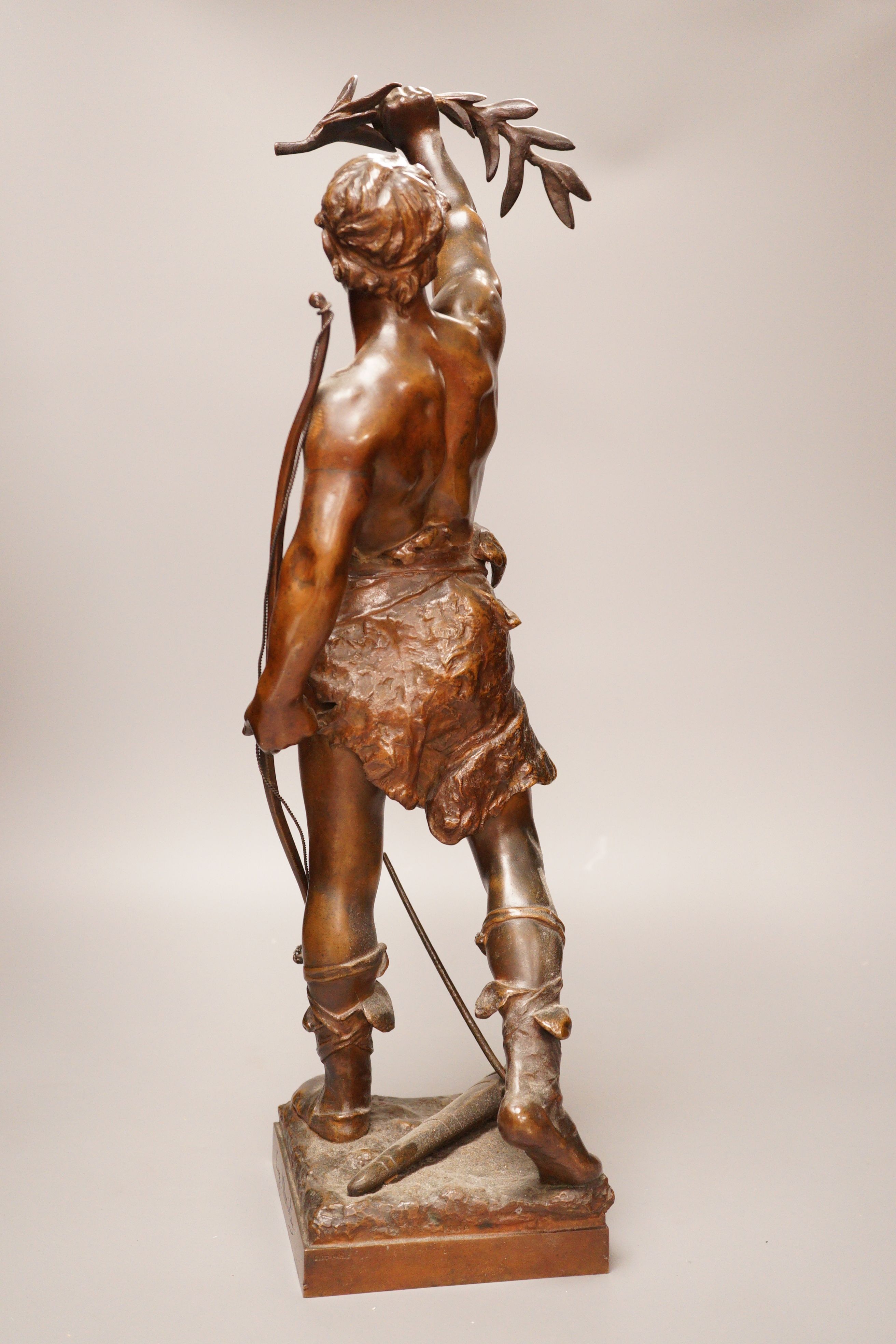 Eugène Marioton (1857 - 1933) a bronze figure, Vainqueur, 54cm